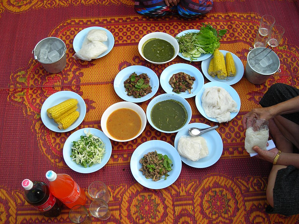 A traditional family breakfast in the Isan, Thailand.JPG